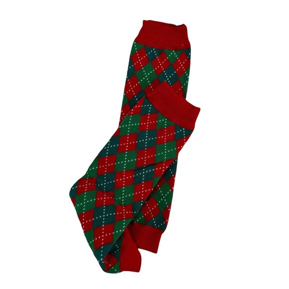 NWT LL Bella Adorable Children's Apparel Red & Green Argyle Girls Leg Warmers - Picture 4 of 5